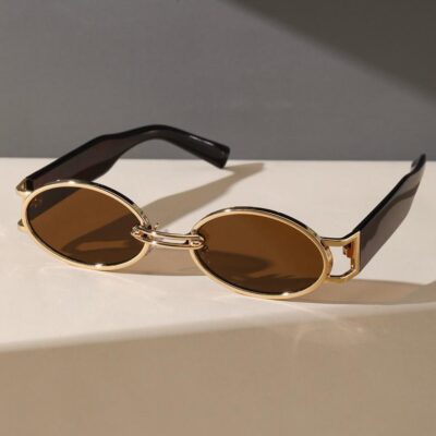 Retro Style Brown Oval Sunglasses